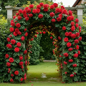 Роза плетистая Алый Триумф купить по цене от 319р. в интернет-магазине «Посадика» с доставкой почтой в в Благодарныйе и по всей России – [изображение №1].